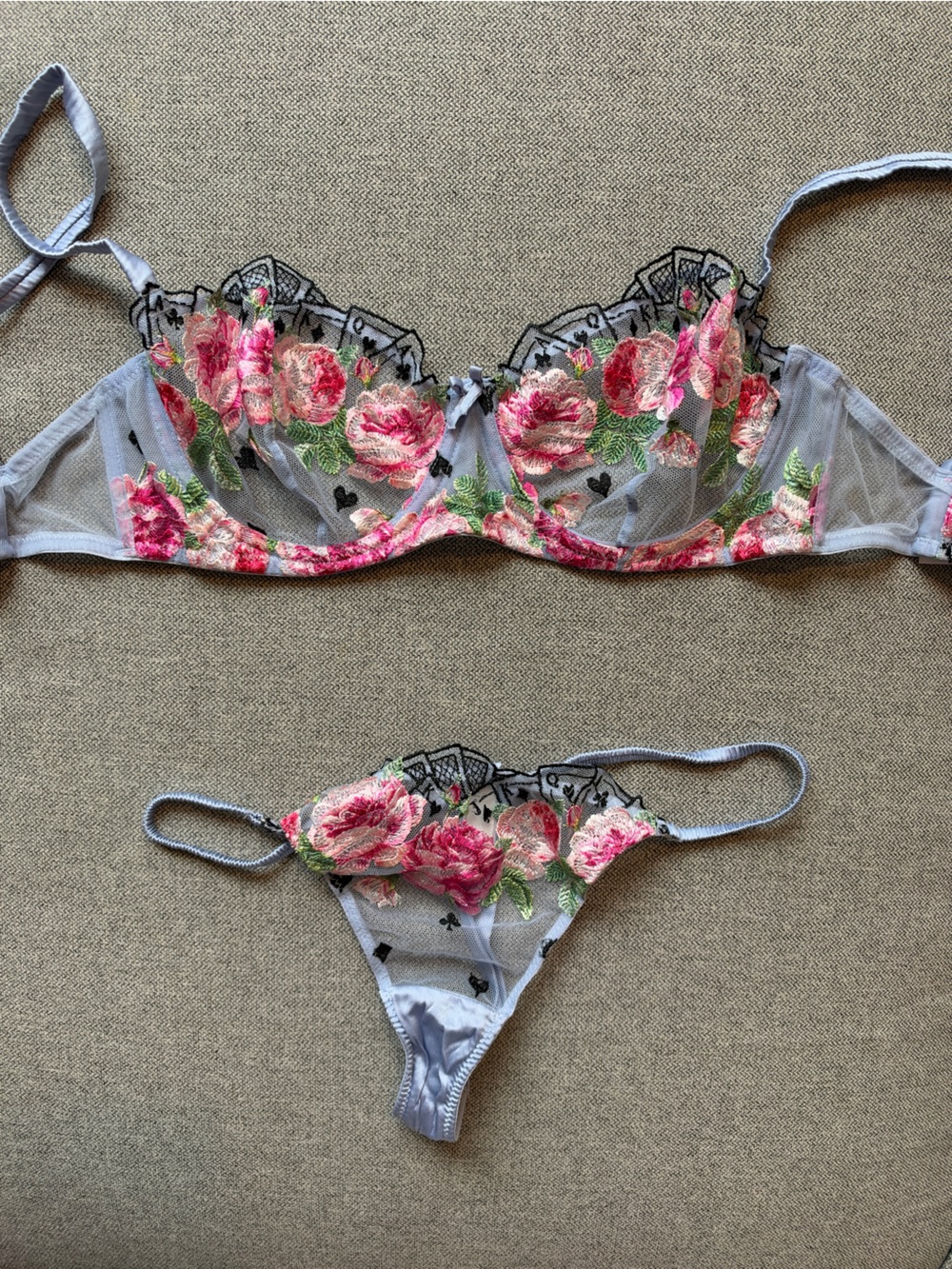 Fleur du Mal Sheer Embroidered Playing Card Bra